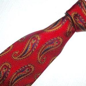 Coach Red Paisley Floral 100% Silk Tie - image 1